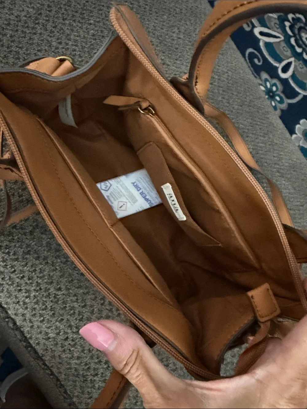 Classic Tan Leather Satchel Handbag with Front Pocket a.n.a. NEW